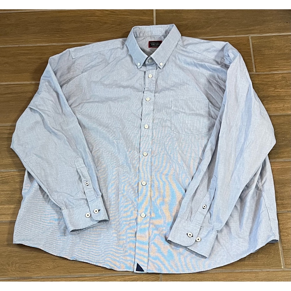 UNTUCKit Cadetto WF Shirt Mens 3XL Blue White Micro Check WF Relaxed Fit